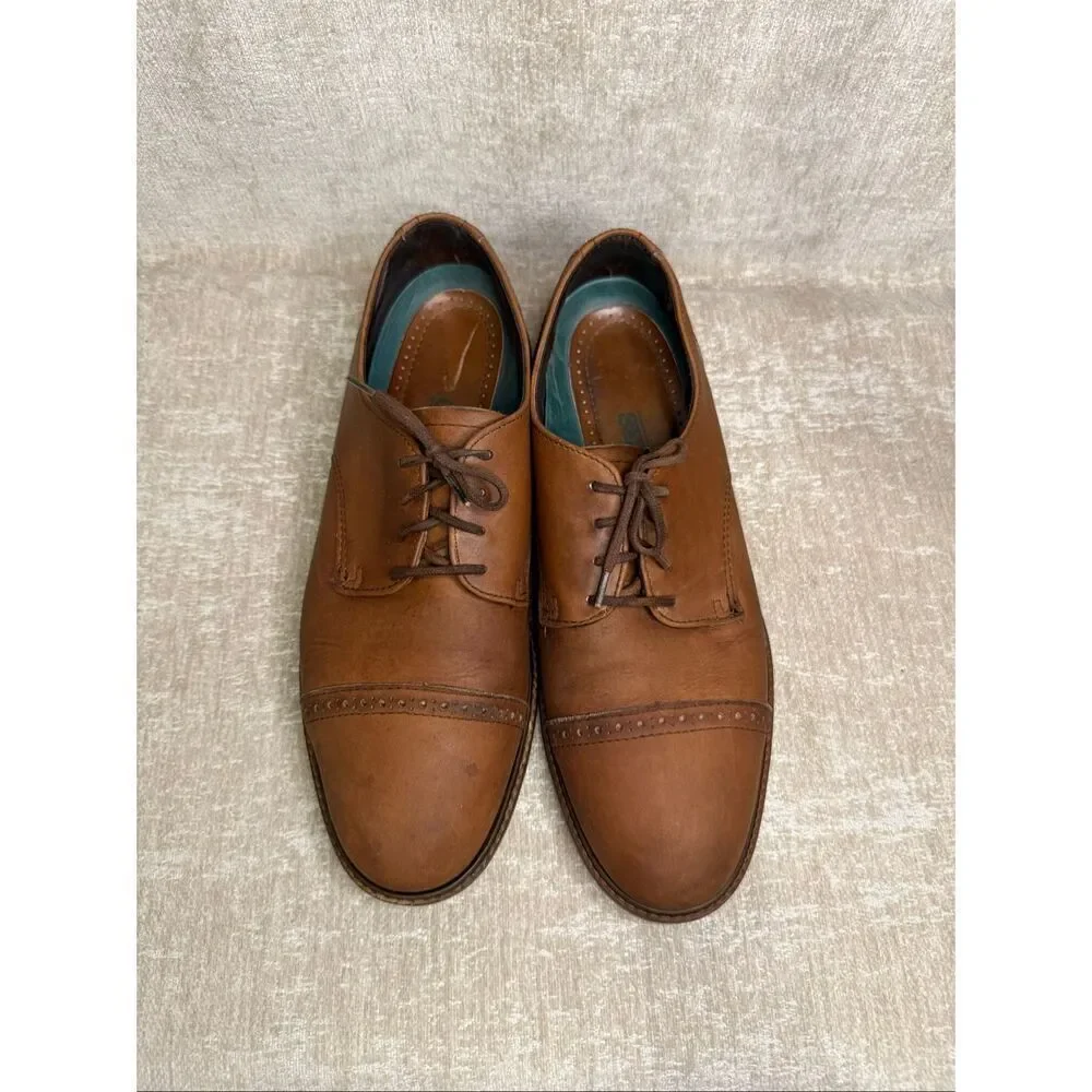 Sebago Men's Leather Cap Toe Lace Up Oxford Derby Dress Shoes Brown Size 11